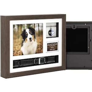 Pet Ashes & Keepsake Frame (12x10") - Holds a collar, tag and ashes for pet up to 15kg (35lbs) - 575cc - Solid Wood