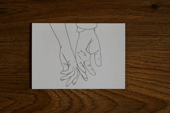 Bridgerton A6 Art Print |Hands Touching Period Drama Netflix Series Novel  Regency Phoebe Dynevor Regé-Jean Page Line Drawing Recycled Paper
