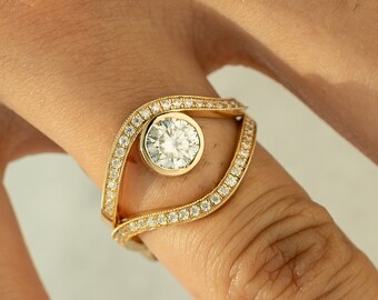 Certified Diamond Wave Ring, Stackable Gold Ring, Pave Set Diamond Ring, Eternity Band Ring, Engagement Ring, 18k Solid Gold Proposal Ring