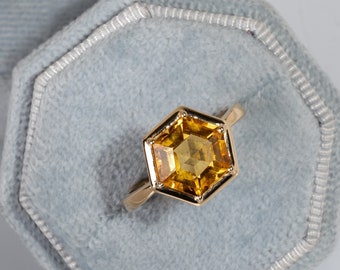 Citrine Gold Ring - Etsy