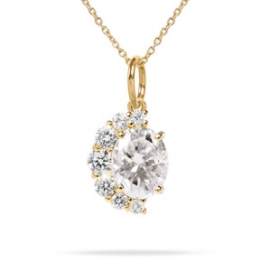 IGI Certified Lab Grown Diamond Pendant,Conflict Free,Diamond Oval Necklace,Half Halo Diamond Pendant,Solid 14k Gold Jewelry,Dainty Pendant