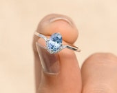 Oval Aquamarine With Contour Diamond Band 14k Solid White Gold Oval Shaped March Birthstone Simple Gold Ring Vintage Art Deco Matching Band