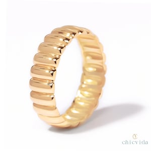 14k Gold Ring/Bold Statement Gold Ring/Wide Gold Band/Wedding Band for Women/18k Gold Ring/Chunky Ring/Designer Dome Ring/Gift for Wife