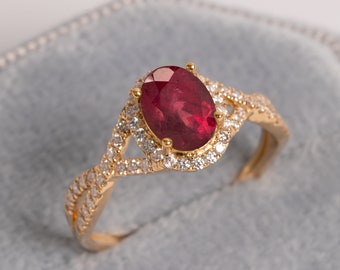 ルビー オーバルカット ゴールドリング R614 オーバルカット ルビーゴールドリング | 山城時計店