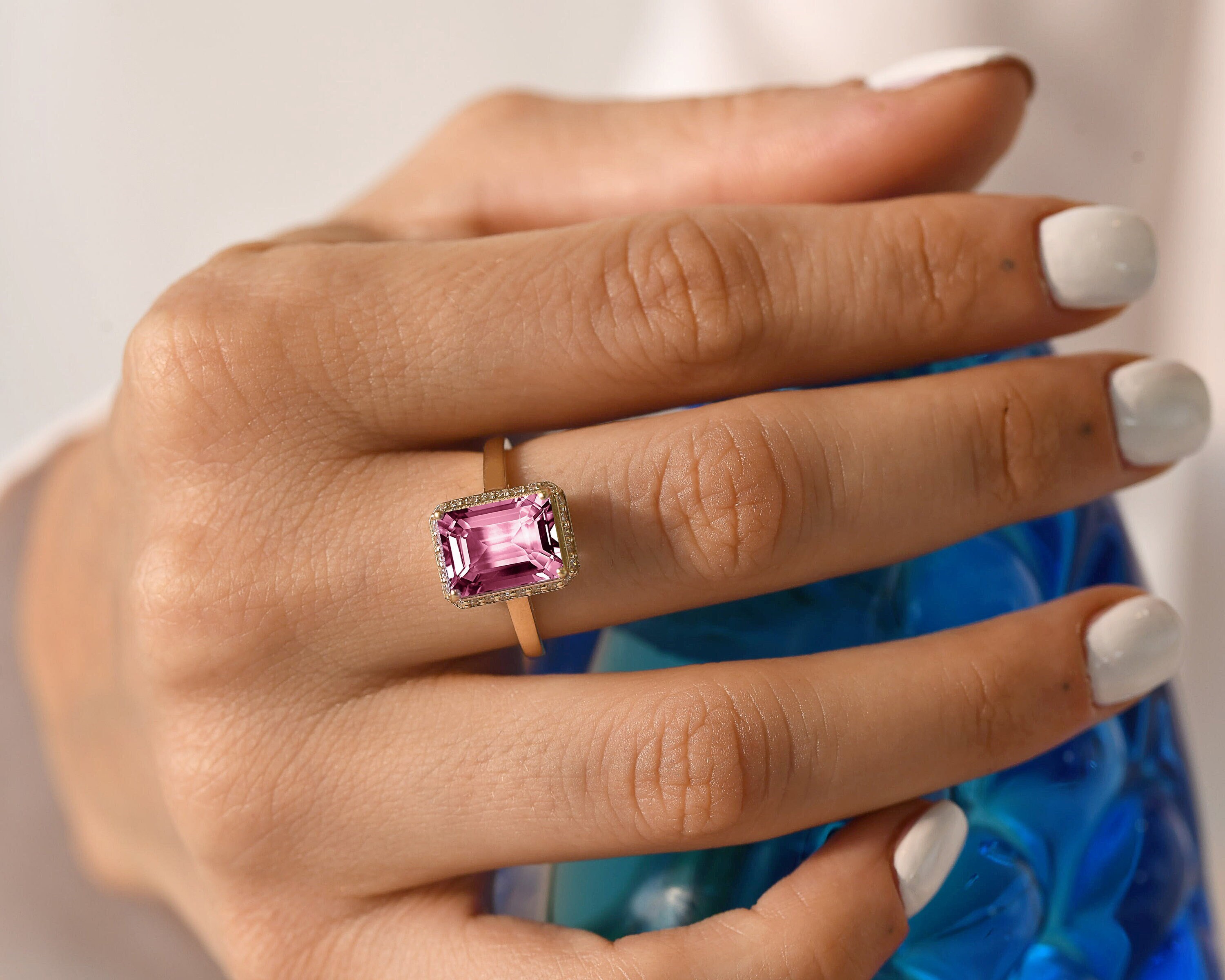 Pink tourmaline emerald cut sale