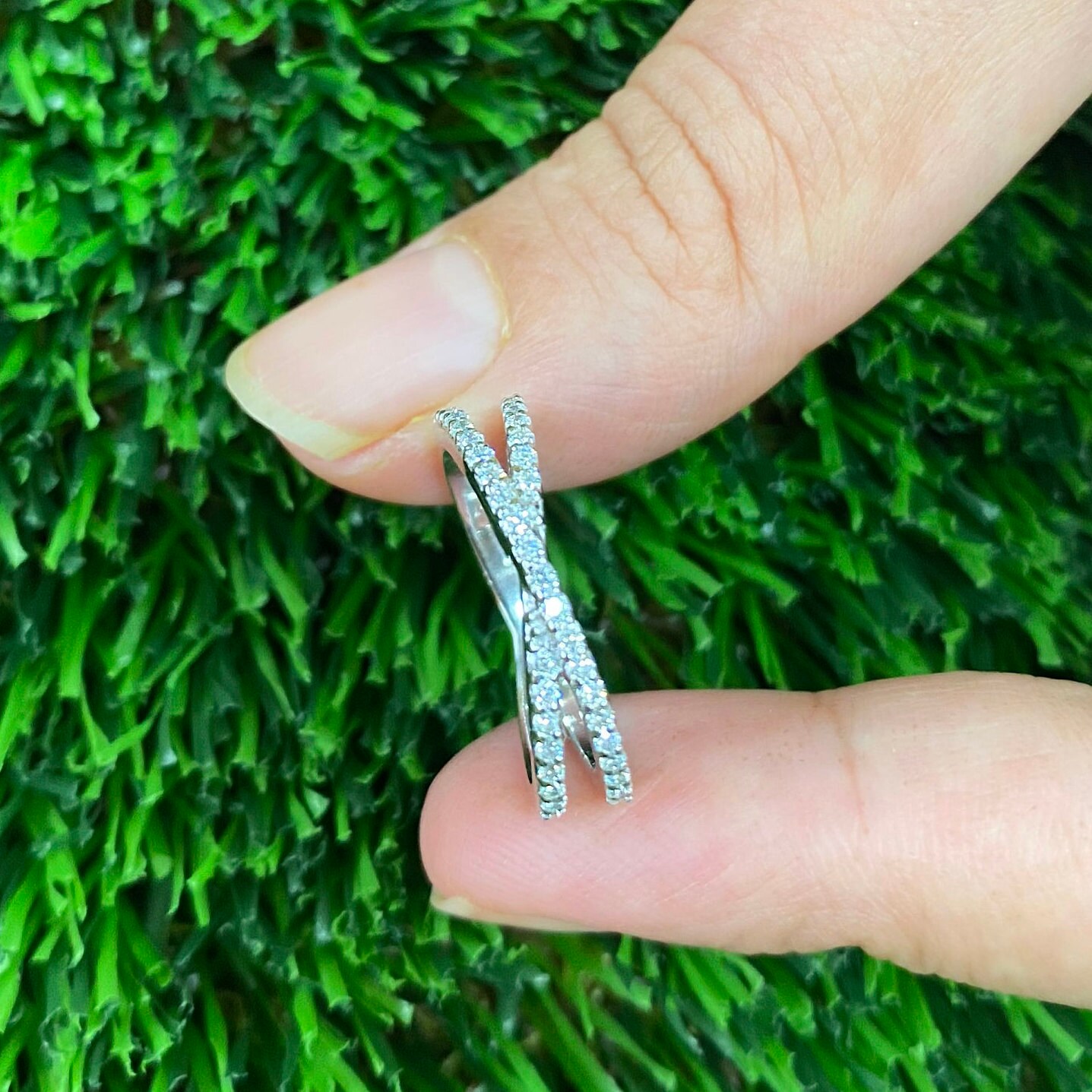 Overlapping Diamond Rings Real Diamond Ring/overlapping Diamond Band/14k Gold Wedding - Etsy