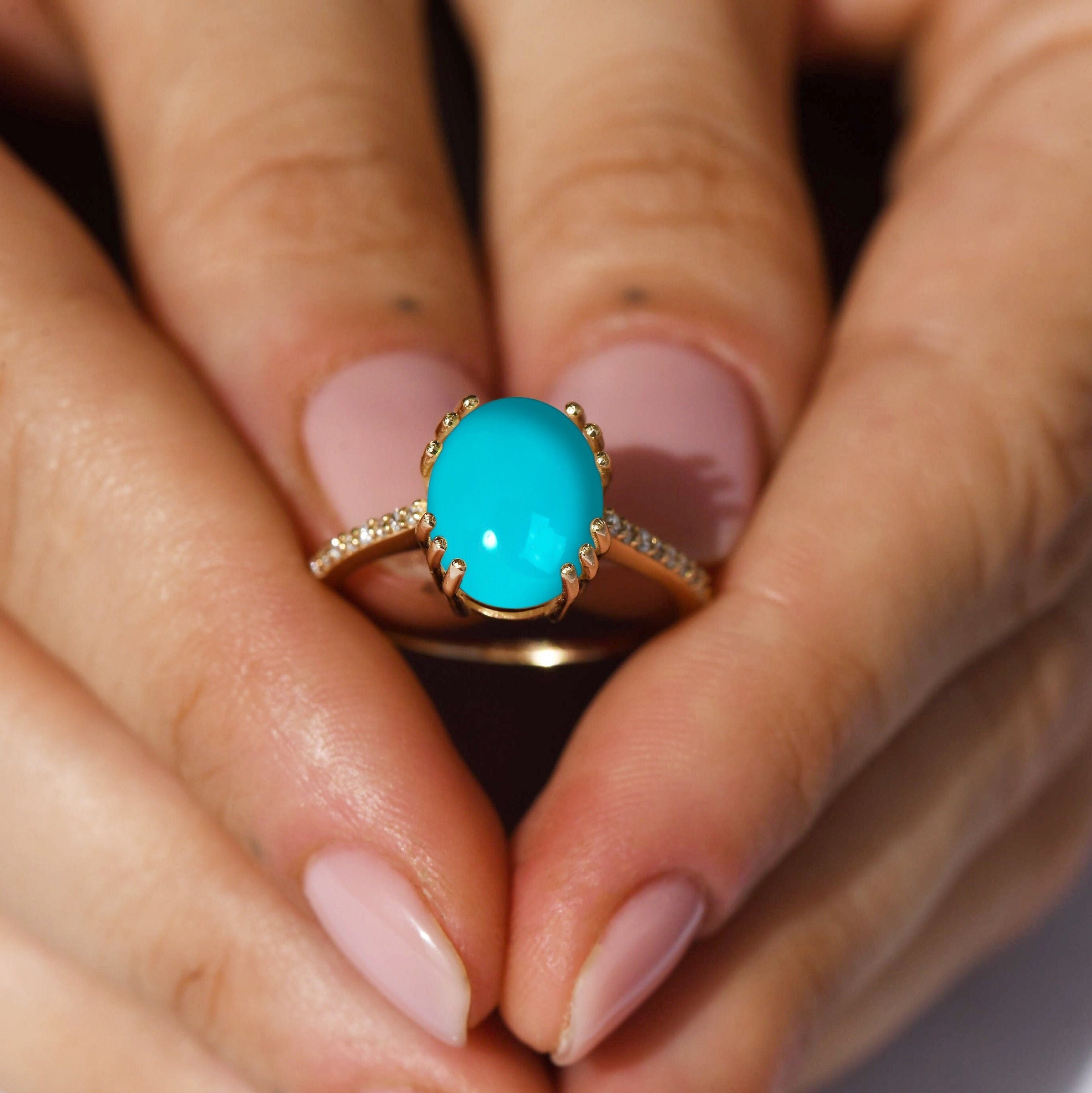 ターコイズオーバルカボションリング K10トルコ石（ターコイズ）オーバルカボション リング大（リング