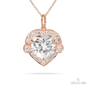 Lab Diamond Pendant,Heart Shape Diamond Necklace,14k Solid Gold,Minimalist Fine Jewelry,Anniversary Present,Lab Grown Diamond Necklace,18k