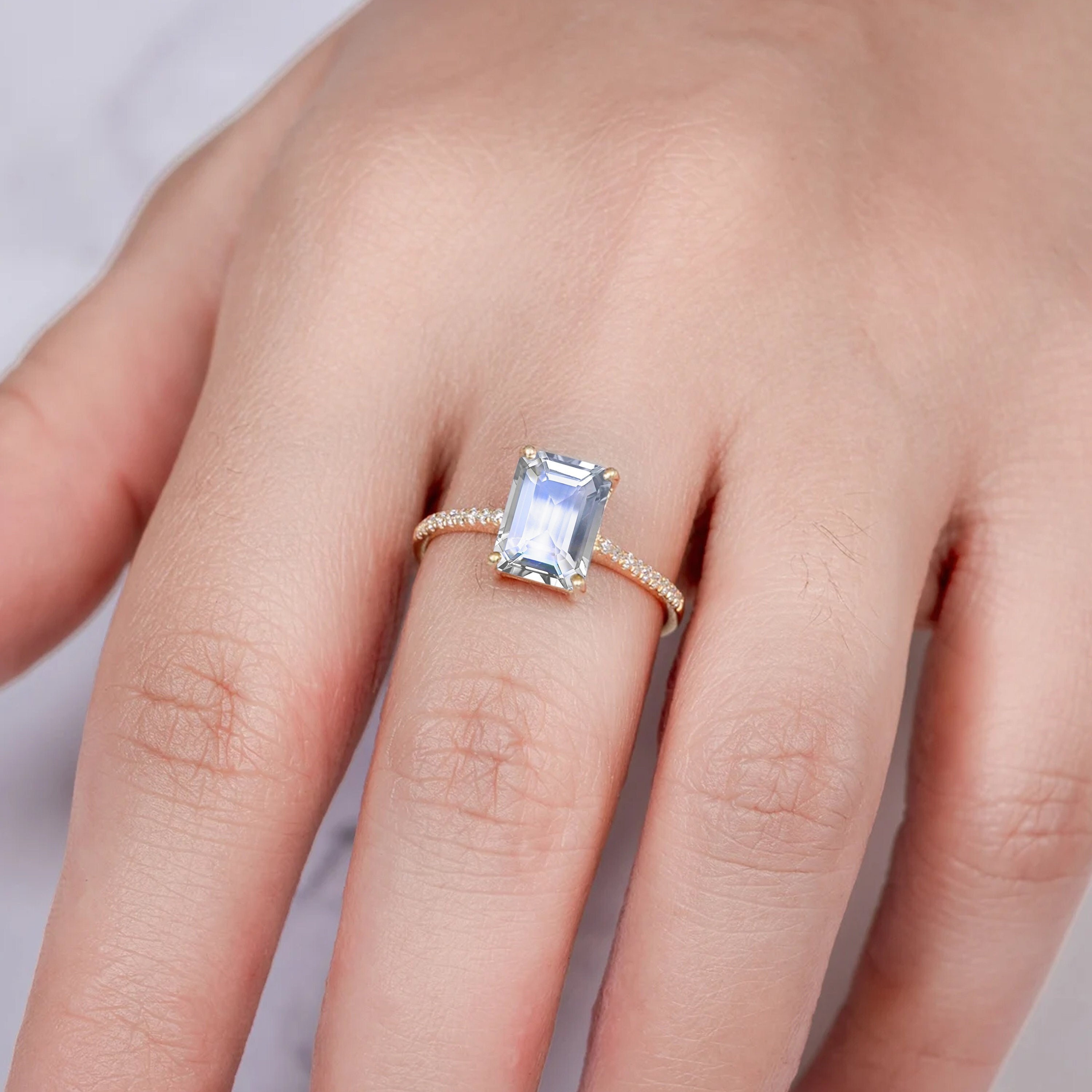 Emerald cut moonstone outlet