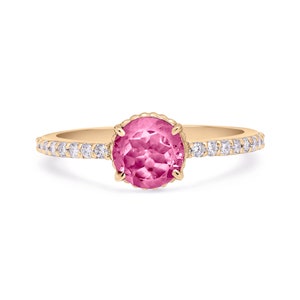 Rosa Turmalin Diamant Ring, 14k Solid Gold Verlobungsring, Oktober Birthstone Ring, Solitaire Rosa Stein Stacking Ring, Jubiläumsgeschenk