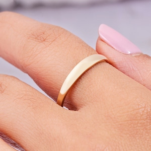 14K/18K Solid Gold Band, Simple Wedding Band, Minimalist Unisex Ring, Yellow Gold Engagement Ring, 3.5mm Thin Gold Band, Gift For Her/Him