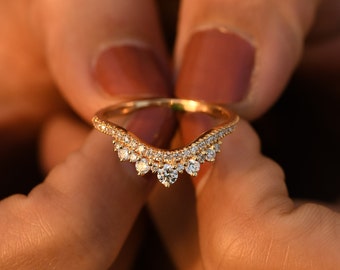 Diamond Wedding Band/14k Solid Gold/nesting Band/anniversary Gift