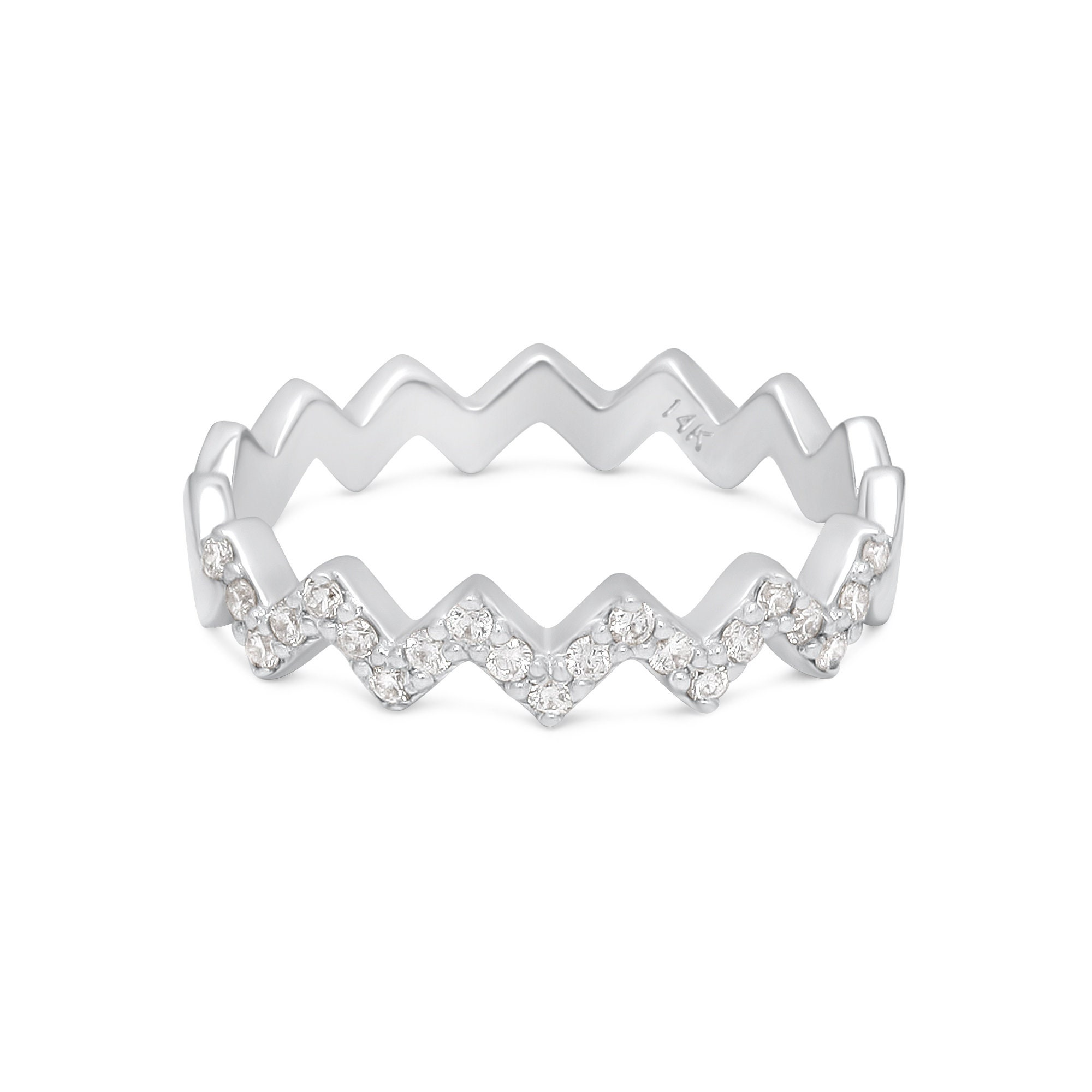 Zig zag Natural Diamond Band/18k Solid Gold Ring/Diamond Etsy