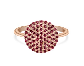 Anniversary Ring Geometric V Pave Ruby Karma Ring Modern Ring Circle Ring Gold for Women Ruby Ring Rose Gold