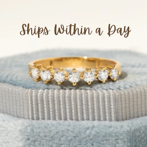 Moissanite Half Eternity Band,14k Solid Gold,Moissanite Bridal Stacking Ring,Dainty Engagement Ring,Minimalist Wedding Band,Anniversary Gift
