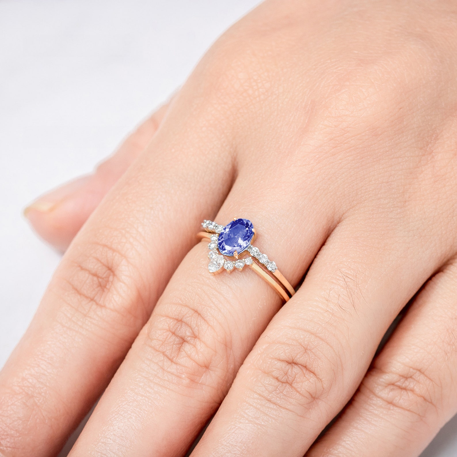 Tanzanite Engagement Ring set in 14k Solid Gold/ Bridal Etsy
