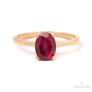 Solitaire Ruby Ring, 18k Solid Gold Ring, Single Stone Ring, Ruby Gemstone Ring, Oval Ring For Women, Wedding Ring, Promise Ring For Her