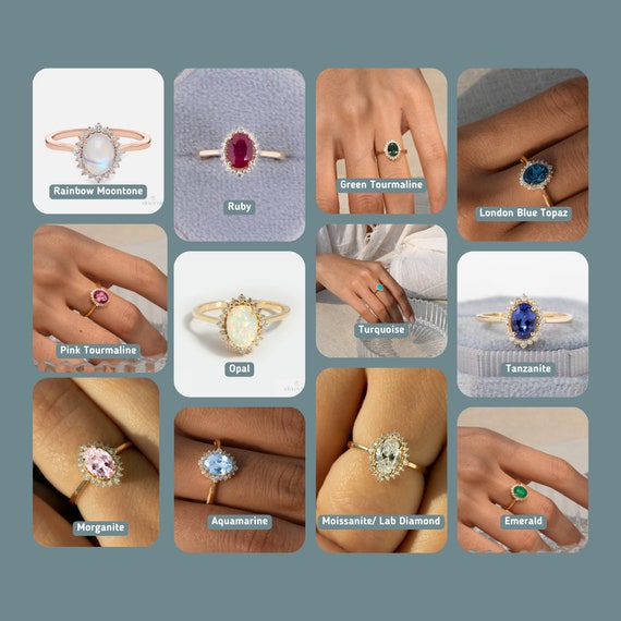 Bague De Fiançailles En Or Jaune 14 Carats - 2.45 Ct Tanzanite Ovale Et Diamants - Taille US7, Faite Main