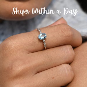 Oval Cut Aquamarine Engagement Ring,14k Yellow Gold,Natural Gemstone,March Birthstone Ring,Wedding Bridal Ring,Solitaire Promise Ring