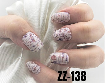 Summer Love Notes real nail polish strips ZZ138 street art wraps