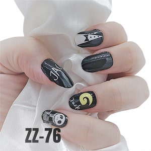 Jack Skeleton NBC Black Color Real Nail Polish Wraps ZZ76 Street Art ...