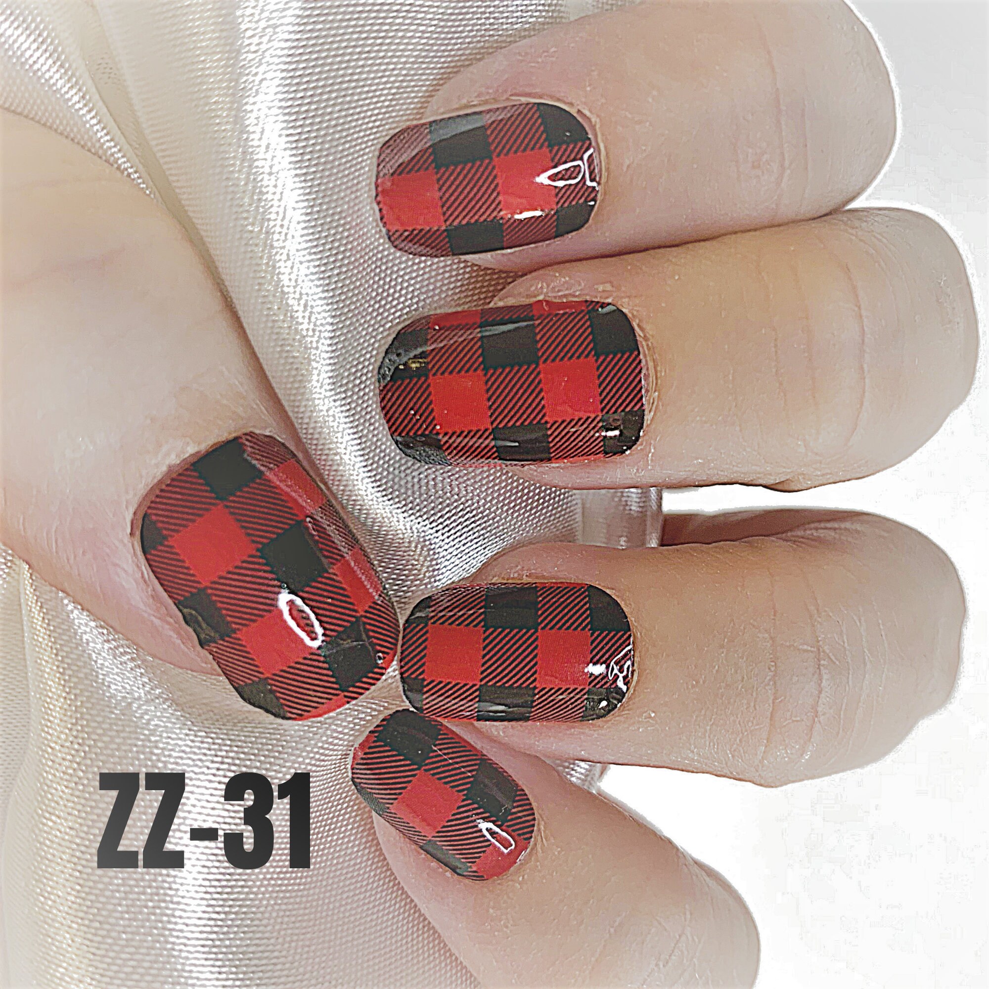 Buffalo Plaid Nail Wraps Red and Black Color Real Polish - Etsy Buffalo Plaid Nail Wraps Red and Black Color Real Polish - Etsy