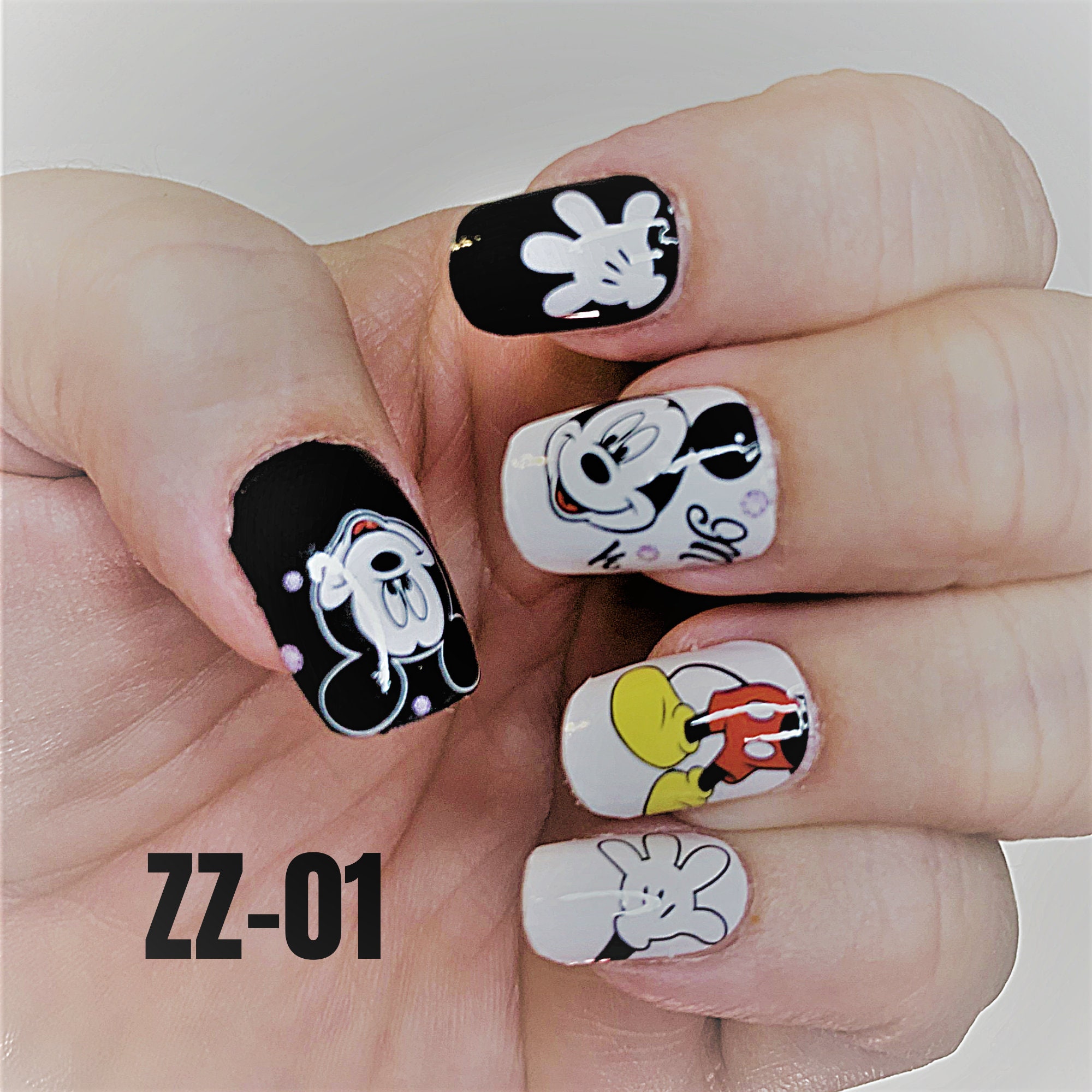 Mouse Black White Color Nail Wraps Real Polish Strips ZZ001 - Etsy