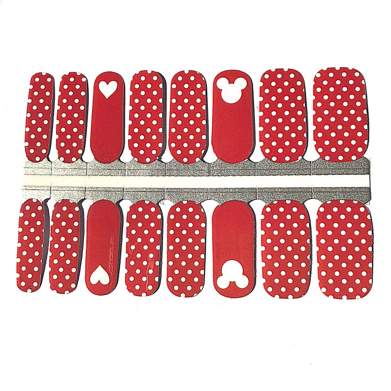 Red white dots color real nail polish strips I Heart Mickey image 2