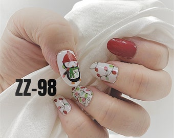 Christmas Penguin red white color real nail polish wraps ZZ98 street art strips