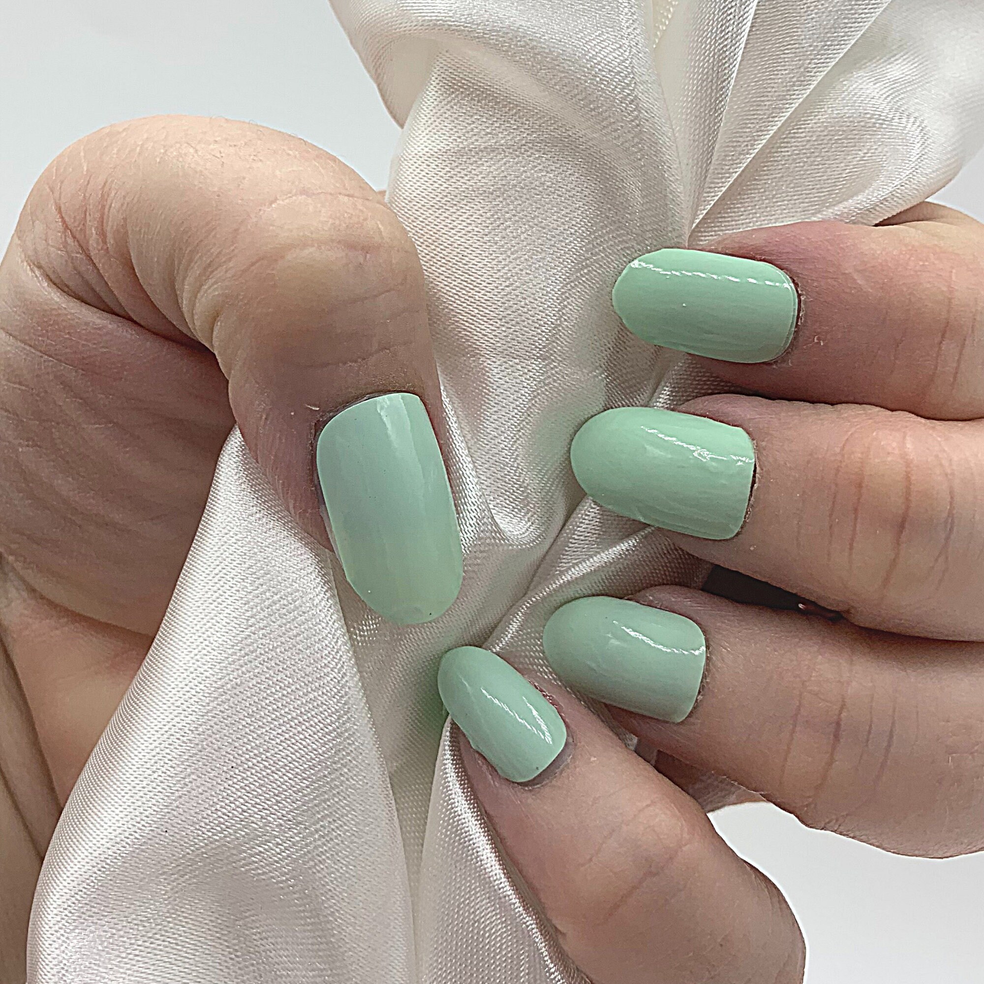 Nail Wraps Green Mint Color Solid Gloss Real Polish Strips Etsy
