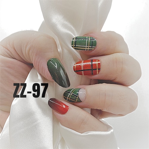 Holiday Plaid Green Red Color Nail Real Polish Wraps ZZ97 - Etsy