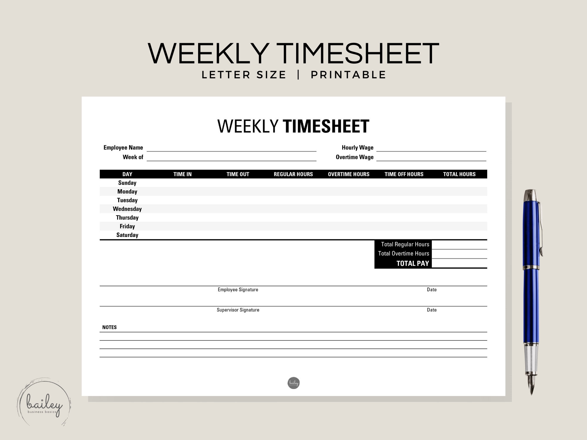 timesheet weekly timesheet employee timesheet printable etsy