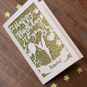 Disney inspirierte Tinkerbell Personalisierte/Zahlen Papierschnitt Geburtstagskarte