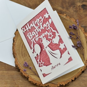 Prinzessin Aurora Dornröschen Personalisierte/Zahl Geburtstagskarte Papier-geschnitten und handgemacht