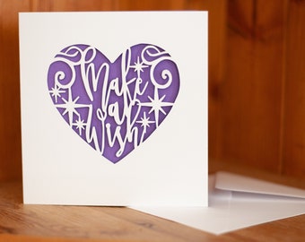 Handmade Paper-cut Birthday Card Make a Wish