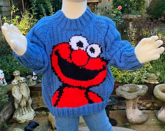 Please message me BEFORE ordering please. A Round Neck Jumper with Elmo Motif