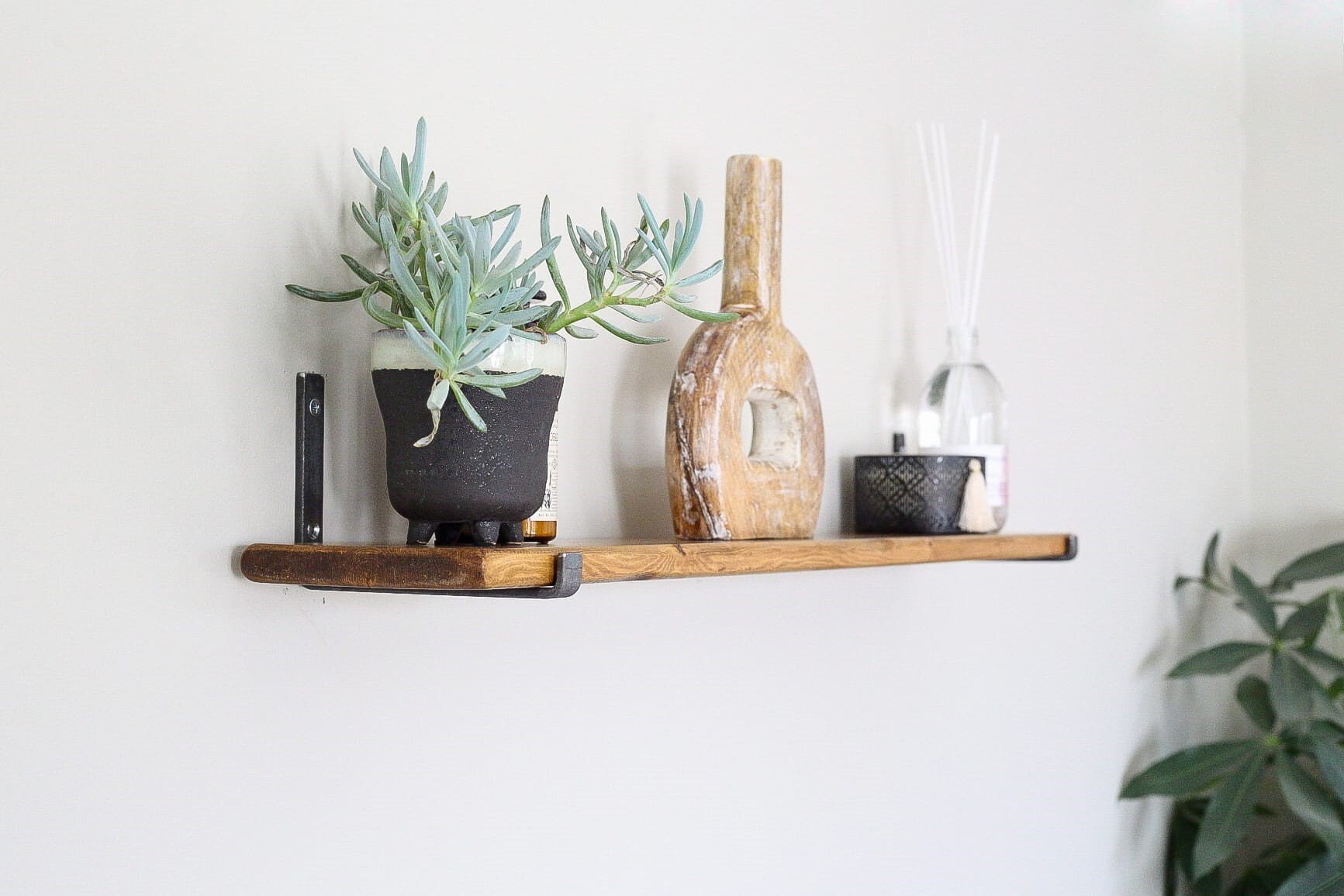 SLIM Rustic Shelves Handcrafted With Industrial Raw Steel Etsy