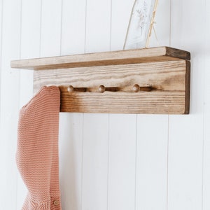 Rustic Shaker peg shelf | Peg Rail | Peg Shelf | Made using solid wood