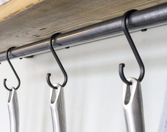 Barra de cocina, soporte para ollas de cocina montado en la pared DaiWeier para  colgar utensilios de cocina, barra colgante de riel de estante de 40 cm con  8 ganchos ShuxiuWang 8390605531255