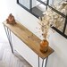 Rustic scaffold board radiator cover/Console table with 3 rod hairpin legs