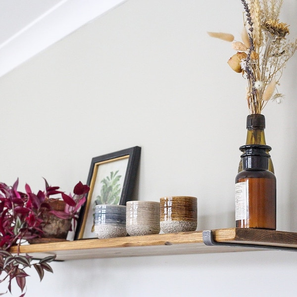 Rustic solid wood thin shelves | 22cm x 2.5cm thick | Handmade | Kitchen shelves | Rustic style