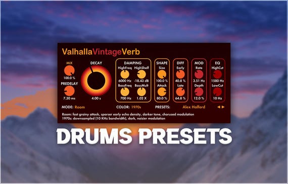 Valhalla VintageVerb | Drums Presets Pack – Plate, Hall, Ambient FX for FL Studio, Ableton, Logic