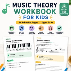 Teoria Musical para Crianças | Caderno de Exercícios para Imprimir, Lições e Folhas de Atividades para Iniciantes - Download em PDF