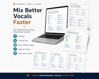 Vocal Chain Cheat Sheet Bundle | Pop, Rap, R&B, EDM, Podcast Vocal Mixing Guide PDF
