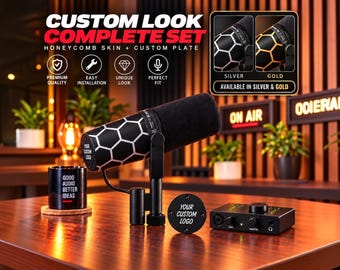 Custom SM7B/SM7dB Hexagon Microphone Skin + Personalized Logo Cover Plate