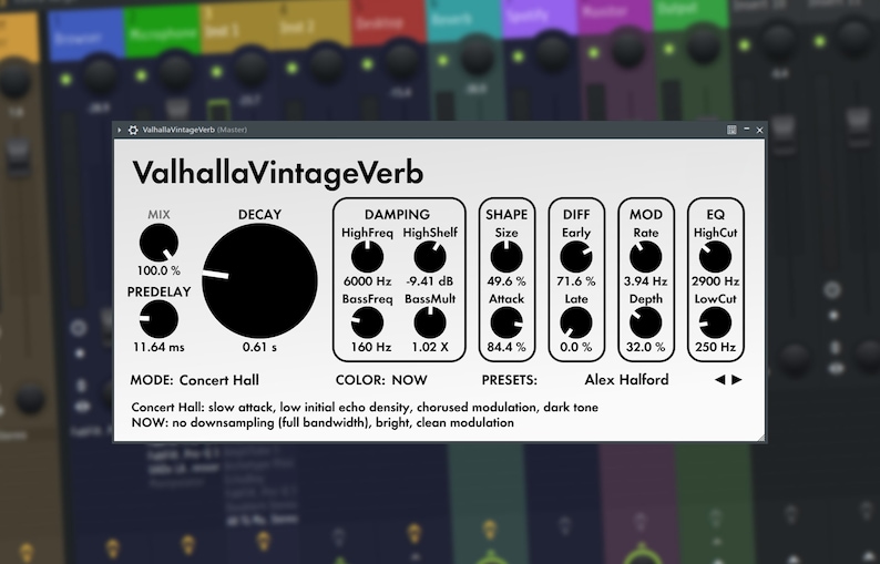 Valhalla VintageVerb is a powerful reverb plugin designed to deliver lush, atmospheric sound inspired by vintage digital hardware from the 1970s and 1980s. With 18 high-quality reverb algorithms including plate, room, hall, chamber, and nonlinear modes, it offers deep control over decay, modulation, tone shaping, and diffusion. Ideal for music production, mixing, and sound design, it enhances vocals, drums, synths, and more. Perfect for achieving retro or modern ambience
