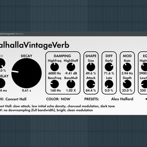 Valhalla VintageVerb is a powerful reverb plugin designed to deliver lush, atmospheric sound inspired by vintage digital hardware from the 1970s and 1980s. With 18 high-quality reverb algorithms including plate, room, hall, chamber, and nonlinear modes, it offers deep control over decay, modulation, tone shaping, and diffusion. Ideal for music production, mixing, and sound design, it enhances vocals, drums, synths, and more. Perfect for achieving retro or modern ambience