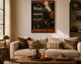 Vinyl Record Wall Art - Framed Retro Music Poster, Studio Decor, Ideal Musician Gift