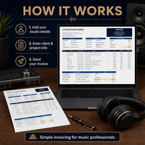 Music Producer Invoice Template | Editable Studio Invoice for Recording ...