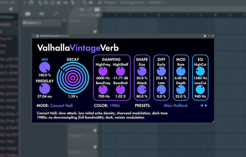 Valhalla VintageVerb is a powerful reverb plugin designed to deliver lush, atmospheric sound inspired by vintage digital hardware from the 1970s and 1980s. With 18 high-quality reverb algorithms including plate, room, hall, chamber, and nonlinear modes, it offers deep control over decay, modulation, tone shaping, and diffusion. Ideal for music production, mixing, and sound design, it enhances vocals, drums, synths, and more. Perfect for achieving retro or modern ambience